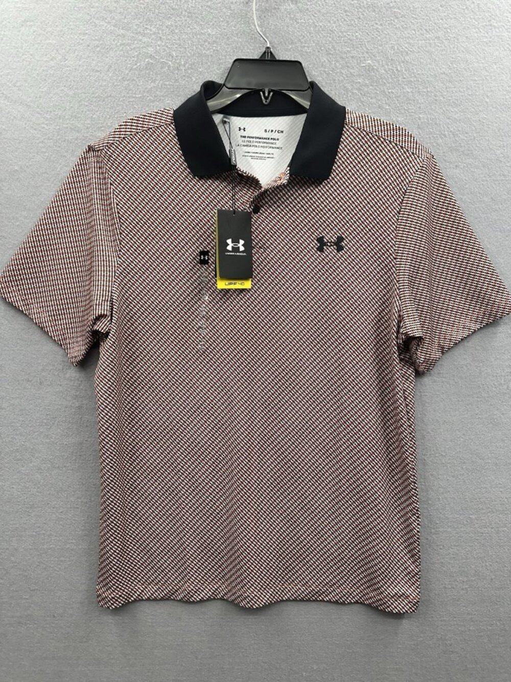 NWT Under Armour Polo Shirt Mens S Performance Golf UPF 40 Multicolor Geometric